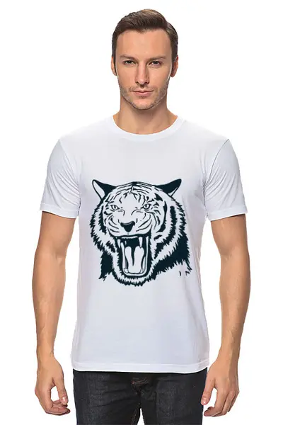 Заказать мужскую футболку в Москве. Футболка классическая Тигр  от acidhouses - готовые дизайны и нанесение принтов.