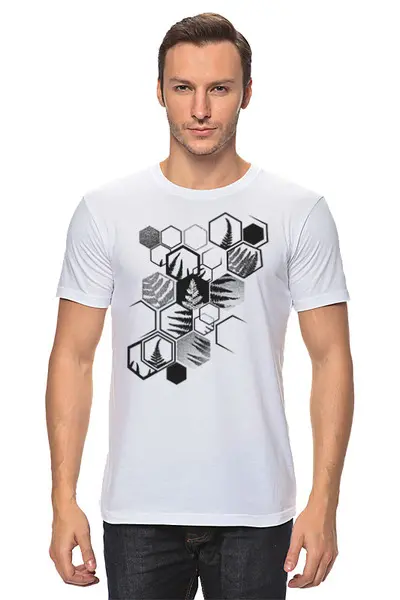 Заказать мужскую футболку в Москве. Футболка классическая Hexagonal Fern от oneredfoxstore@gmail.com - готовые дизайны и нанесение принтов.