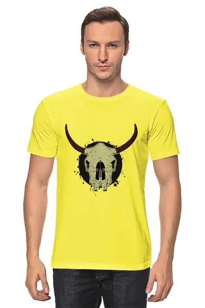Заказать мужскую футболку в Москве. Футболка классическая Skull Bull от denis01001 - готовые дизайны и нанесение принтов.