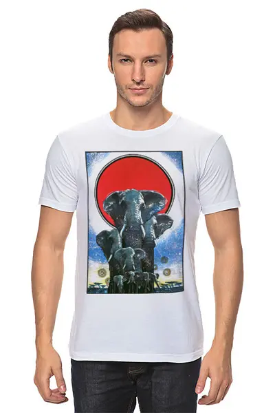 Заказать мужскую футболку в Москве. Футболка классическая Слоны-столпы от Fix Print - готовые дизайны и нанесение принтов.