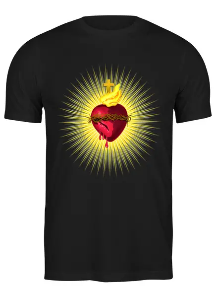 Заказать мужскую футболку в Москве. Футболка классическая Сердце Иисуса от Print design  - готовые дизайны и нанесение принтов.