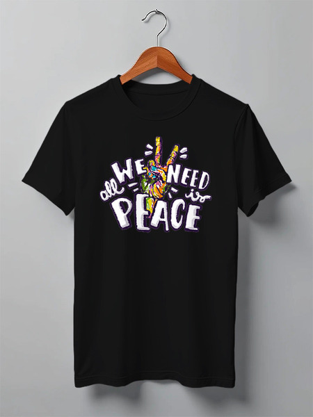 Заказать мужскую футболку в Москве. Футболка классическая "ALL WE NEED IS PEACE" от cooldesign  - готовые дизайны и нанесение принтов.