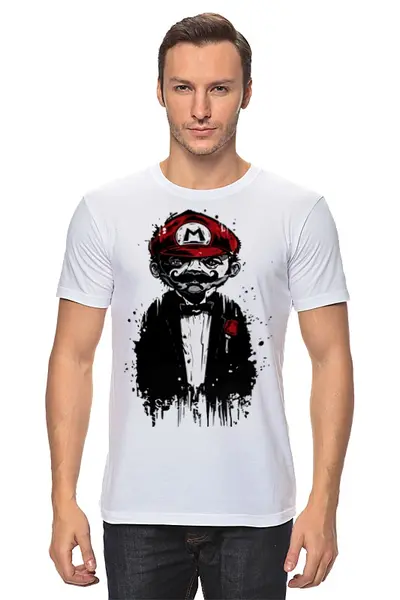 Заказать мужскую футболку в Москве. Футболка классическая Godfather Mario от Vasilixa - готовые дизайны и нанесение принтов.