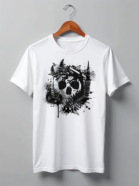 Заказать мужскую футболку в Москве. Футболка классическая Fern and Skull от oneredfoxstore@gmail.com - готовые дизайны и нанесение принтов.