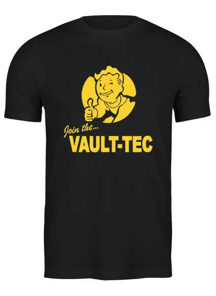 Заказать мужскую футболку в Москве. Футболка классическая Fallout  Vault-Tec от cherdantcev - готовые дизайны и нанесение принтов.