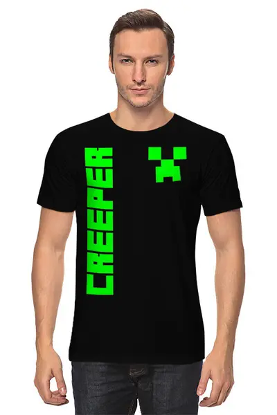 Заказать мужскую футболку в Москве. Футболка классическая MINECRAFT CREEPER от weeert - готовые дизайны и нанесение принтов.