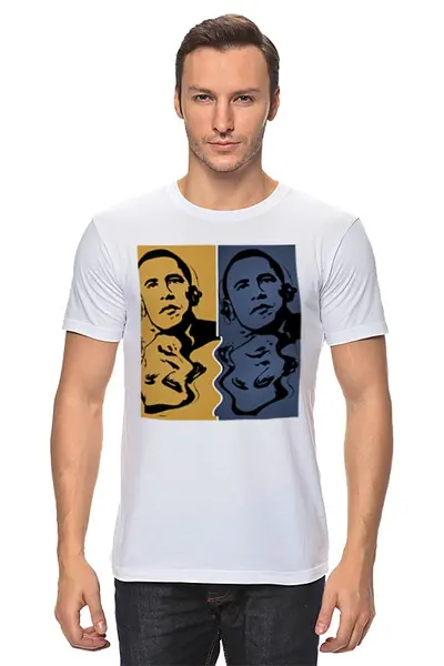 Заказать мужскую футболку в Москве. Футболка классическая Обама от Vinli.shop  - готовые дизайны и нанесение принтов.