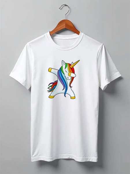 Заказать мужскую футболку в Москве. Футболка классическая Dab Unicorn  от DESIGNER   - готовые дизайны и нанесение принтов.