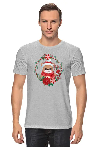 Заказать мужскую футболку в Москве. Футболка классическая Рождество  от Print design  - готовые дизайны и нанесение принтов.