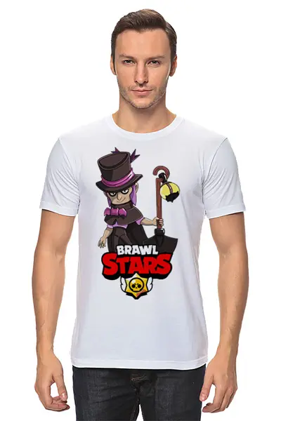 Заказать мужскую футболку в Москве. Футболка классическая BRAWL STARS MORTIS от geekbox - готовые дизайны и нанесение принтов.