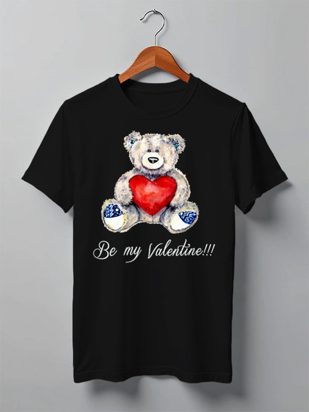Заказать мужскую футболку в Москве. Футболка классическая Be my valentine от Виктория  - готовые дизайны и нанесение принтов.