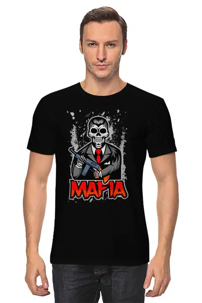 Заказать мужскую футболку в Москве. Футболка классическая MAFIA от balden - готовые дизайны и нанесение принтов.