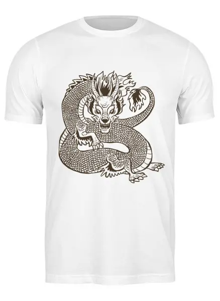 Заказать мужскую футболку в Москве. Футболка классическая Дракон от trugift - готовые дизайны и нанесение принтов.