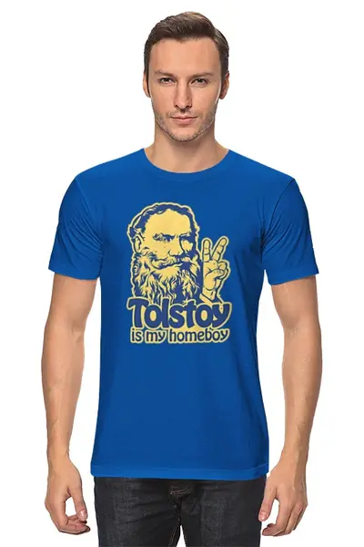 Заказать мужскую футболку в Москве. Футболка классическая Толстой мой Кориш! от coolmag - готовые дизайны и нанесение принтов.