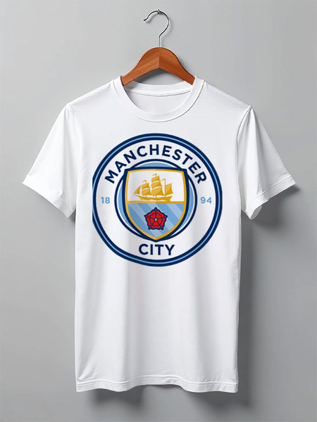 Заказать мужскую футболку в Москве. Футболка классическая Manchester City от Polilog - готовые дизайны и нанесение принтов.