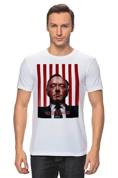 Заказать мужскую футболку в Москве. Футболка классическая house of cards от cherdantcev - готовые дизайны и нанесение принтов.