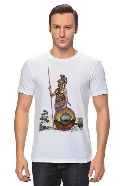 Заказать мужскую футболку в Москве. Футболка классическая Древний воин. Греция от Виктор Гришин - готовые дизайны и нанесение принтов.