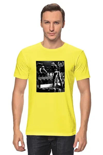 Заказать мужскую футболку в Москве. Футболка классическая GYM - SPORT от торгаш - готовые дизайны и нанесение принтов.