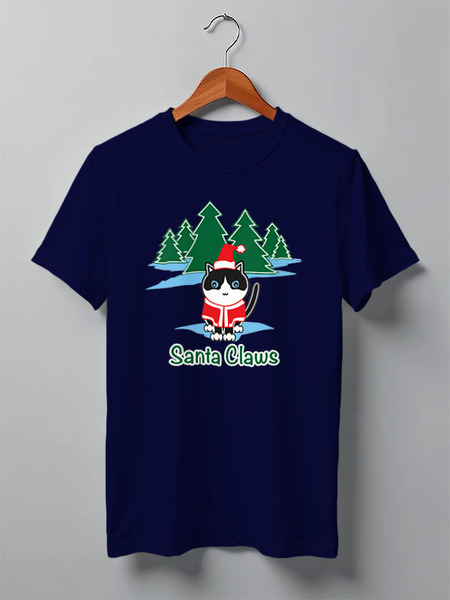 Заказать мужскую футболку в Москве. Футболка классическая Santa Claws от skynatural - готовые дизайны и нанесение принтов.