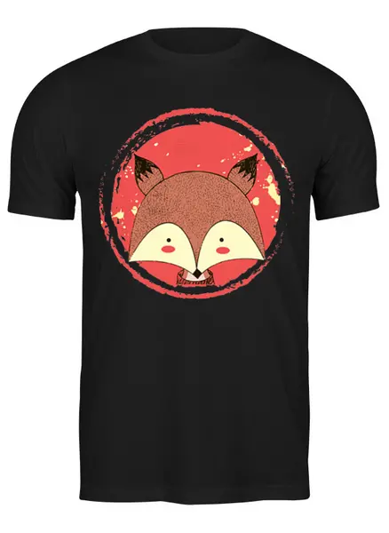 Заказать мужскую футболку в Москве. Футболка классическая Fox Here от oneredfoxstore@gmail.com - готовые дизайны и нанесение принтов.