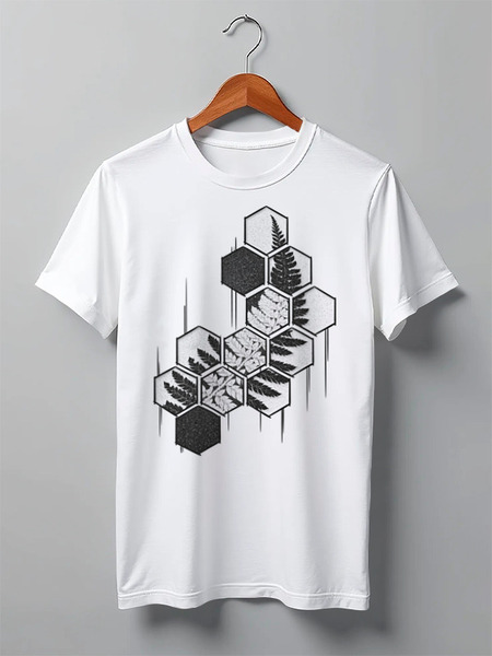 Заказать мужскую футболку в Москве. Футболка классическая Fern In The Hexagon от oneredfoxstore@gmail.com - готовые дизайны и нанесение принтов.