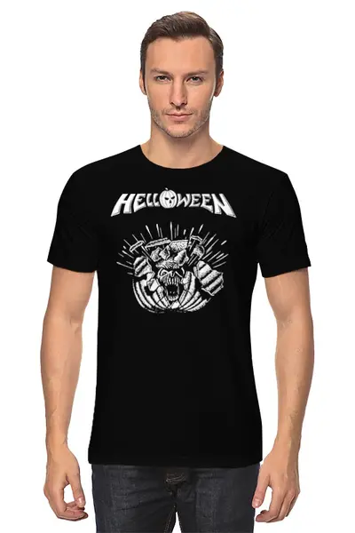 Заказать мужскую футболку в Москве. Футболка классическая Helloween ( rock band ) от Leichenwagen - готовые дизайны и нанесение принтов.