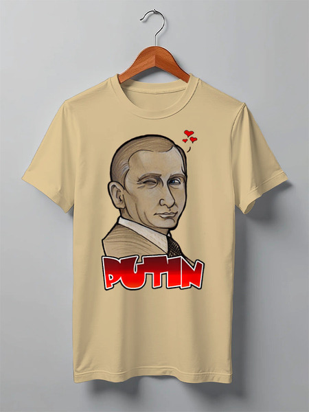 Заказать мужскую футболку в Москве. Футболка классическая Putin от Leichenwagen - готовые дизайны и нанесение принтов.