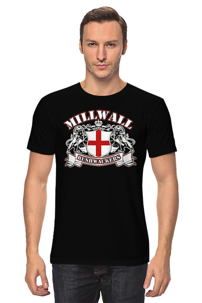 Заказать мужскую футболку в Москве. Футболка классическая Millwall Bushwackers Crest от Millwall Supporters Club Russia - готовые дизайны и нанесение принтов.