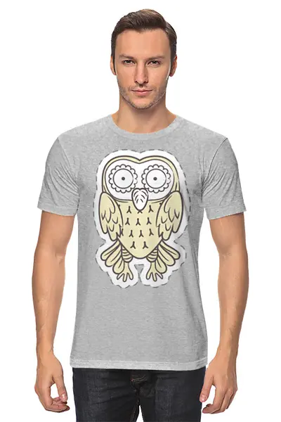 Заказать мужскую футболку в Москве. Футболка классическая Owl Here от oneredfoxstore@gmail.com - готовые дизайны и нанесение принтов.