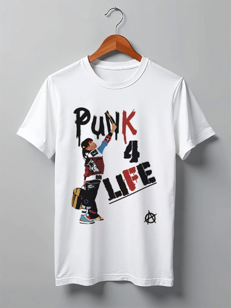 Заказать мужскую футболку в Москве. Футболка классическая Punk 4 Life от skynatural - готовые дизайны и нанесение принтов.