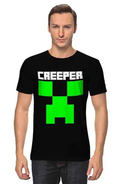 Заказать мужскую футболку в Москве. Футболка классическая MINECRAFT CREEPER от weeert - готовые дизайны и нанесение принтов.