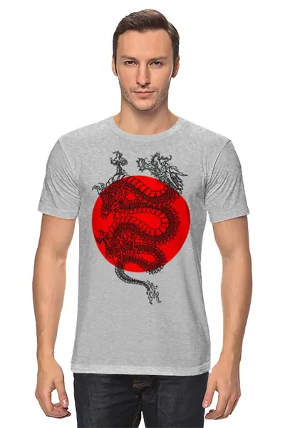 Заказать мужскую футболку в Москве. Футболка классическая Dragon от mr.uglyduckly - готовые дизайны и нанесение принтов.