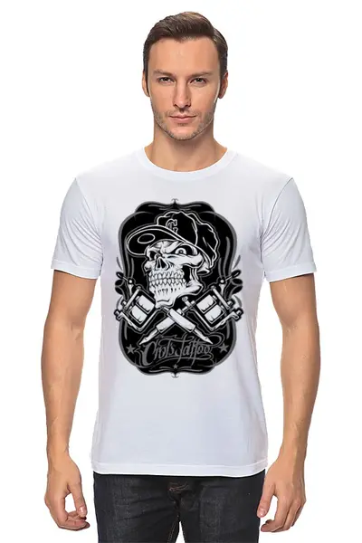 Заказать мужскую футболку в Москве. Футболка классическая Skull от ПРИНТЫ ПЕЧАТЬ  - готовые дизайны и нанесение принтов.