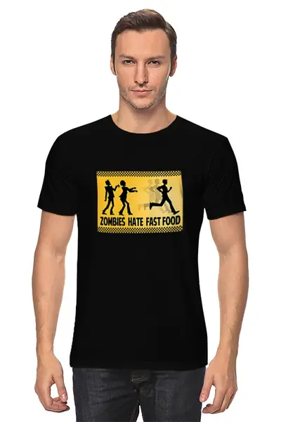 Заказать мужскую футболку в Москве. Футболка классическая ЗОМБИ от gent777 - готовые дизайны и нанесение принтов.