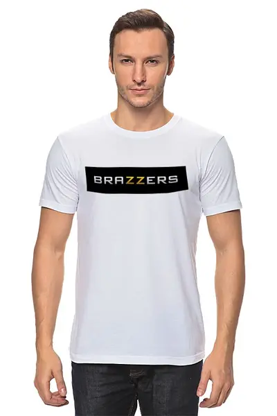 Заказать мужскую футболку в Москве. Футболка классическая Brazzers  от cherdantcev - готовые дизайны и нанесение принтов.