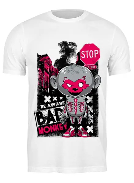 Заказать мужскую футболку в Москве. Футболка классическая Bad Monkey от denis01001 - готовые дизайны и нанесение принтов.