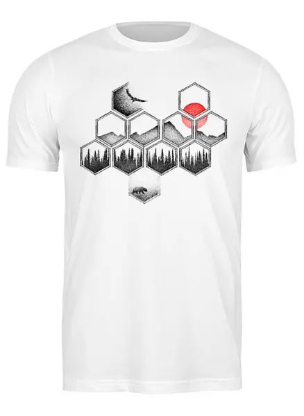 Заказать мужскую футболку в Москве. Футболка классическая Hexagonal Nature от oneredfoxstore@gmail.com - готовые дизайны и нанесение принтов.