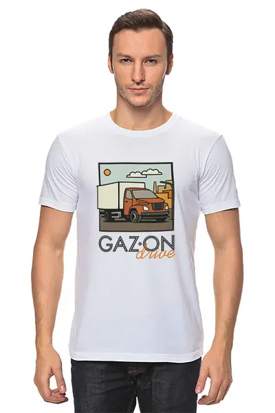 Заказать мужскую футболку в Москве. Футболка классическая GAZon drive от Владимир Федин - готовые дизайны и нанесение принтов.