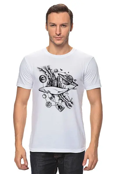 Заказать мужскую футболку в Москве. Футболка классическая The Megapolis whale от Troy - Angel - готовые дизайны и нанесение принтов.