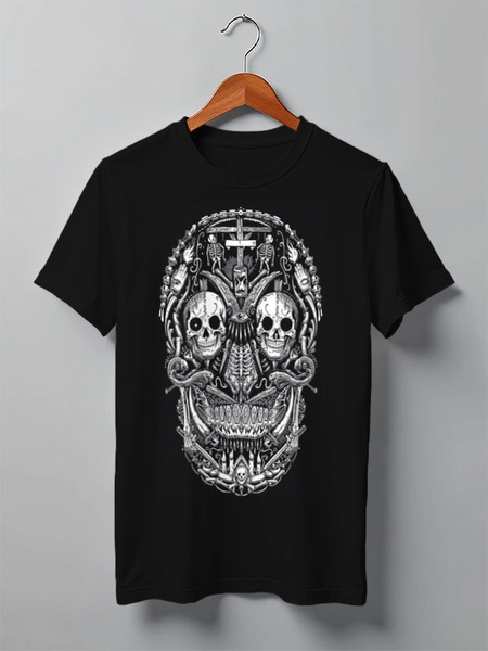 Заказать мужскую футболку в Москве. Футболка классическая Skull Art от Leichenwagen - готовые дизайны и нанесение принтов.