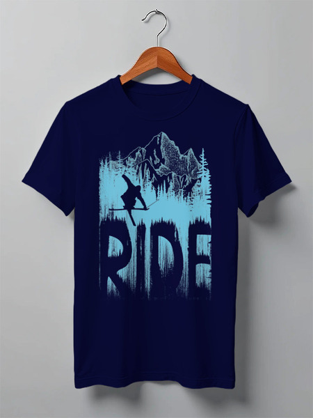 Заказать мужскую футболку в Москве. Футболка классическая Ski Ride от oneredfoxstore@gmail.com - готовые дизайны и нанесение принтов.
