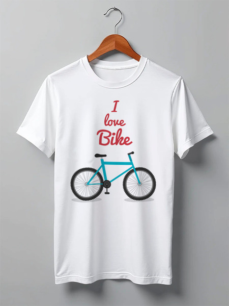 Заказать мужскую футболку в Москве. Футболка классическая I Love Bike от balden - готовые дизайны и нанесение принтов.