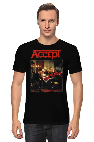 Заказать мужскую футболку в Москве. Футболка классическая Accept band от Leichenwagen - готовые дизайны и нанесение принтов.