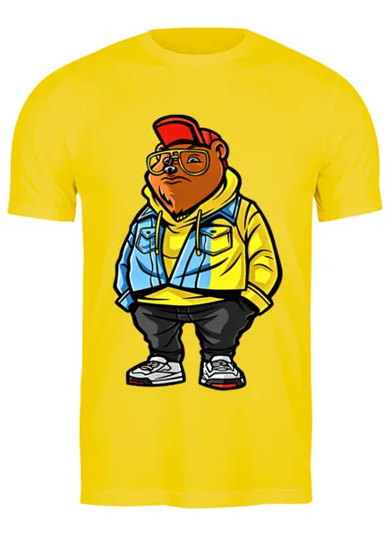 Заказать мужскую футболку в Москве. Футболка классическая Мишка модник от T-shirt print  - готовые дизайны и нанесение принтов.