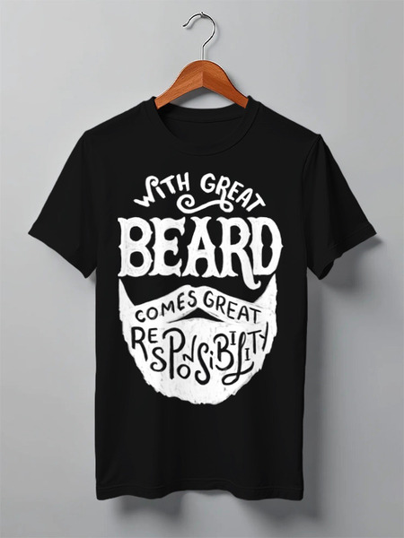 Заказать мужскую футболку в Москве. Футболка классическая Great Beard Great Responsibility White от Алена Суманеева - готовые дизайны и нанесение принтов.