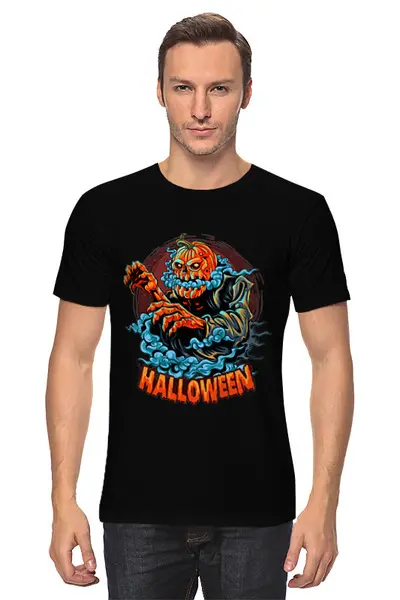 Заказать мужскую футболку в Москве. Футболка классическая Halloween - Зомби с дымком от printeriumstore@gmail.com - готовые дизайны и нанесение принтов.