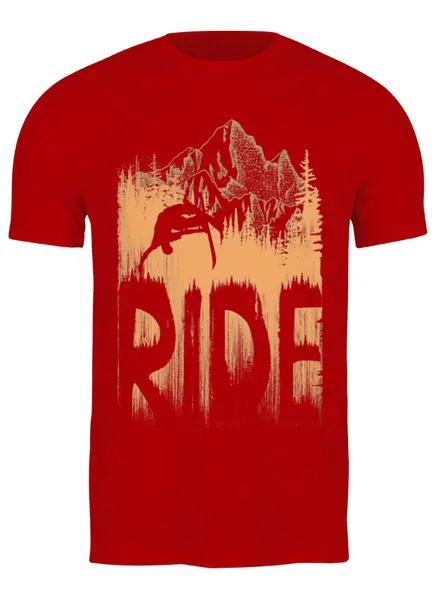 Заказать мужскую футболку в Москве. Футболка классическая Ski Ride от oneredfoxstore@gmail.com - готовые дизайны и нанесение принтов.