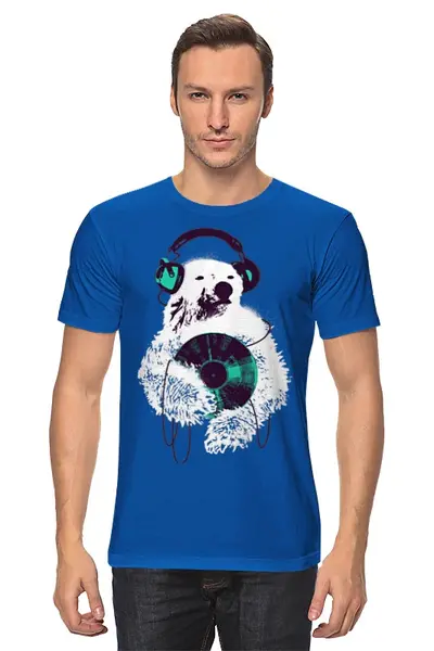Заказать мужскую футболку в Москве. Футболка классическая Медведь диджей от printik - готовые дизайны и нанесение принтов.