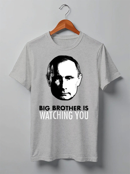 Заказать мужскую футболку в Москве. Футболка классическая Big Brother Putin от BigBrotherPu - готовые дизайны и нанесение принтов.