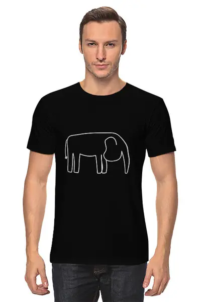 Заказать мужскую футболку в Москве. Футболка классическая Белый слон от Vadim Koval - готовые дизайны и нанесение принтов.